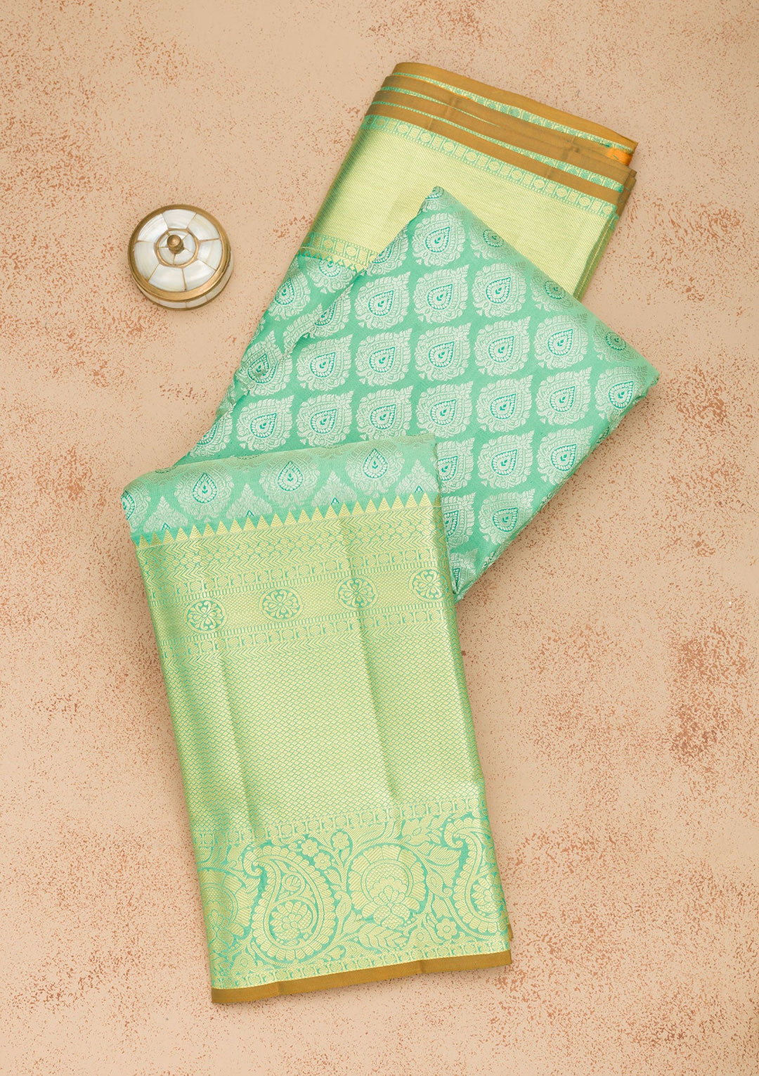 Leaf Green Zariwork Pure Silk Saree-Koskii