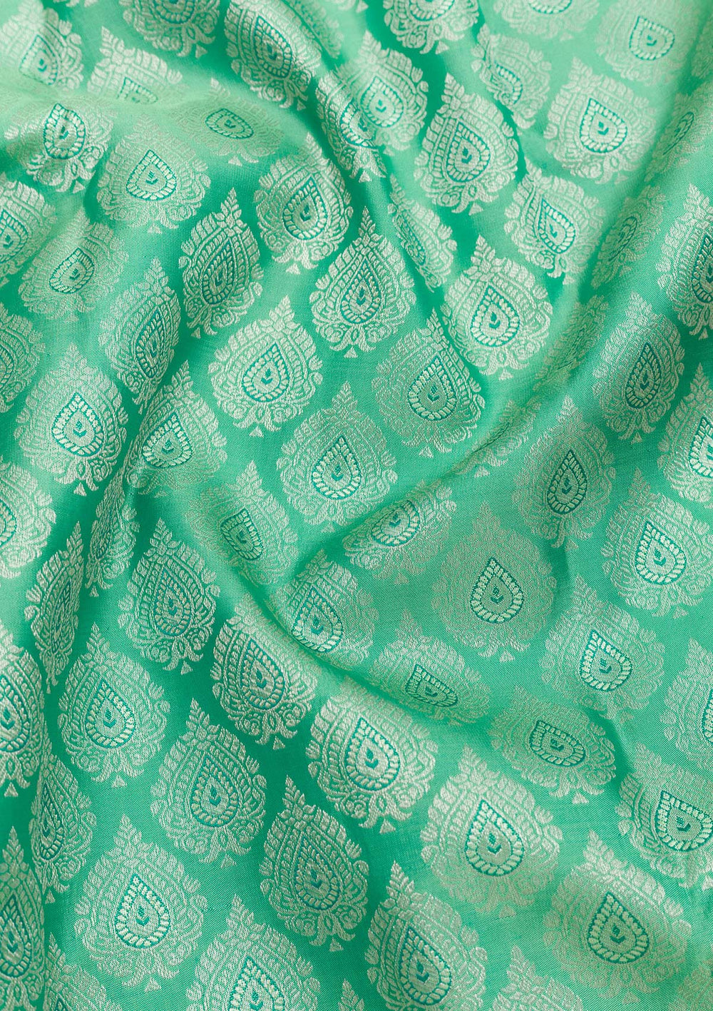 Leaf Green Zariwork Pure Silk Saree-Koskii