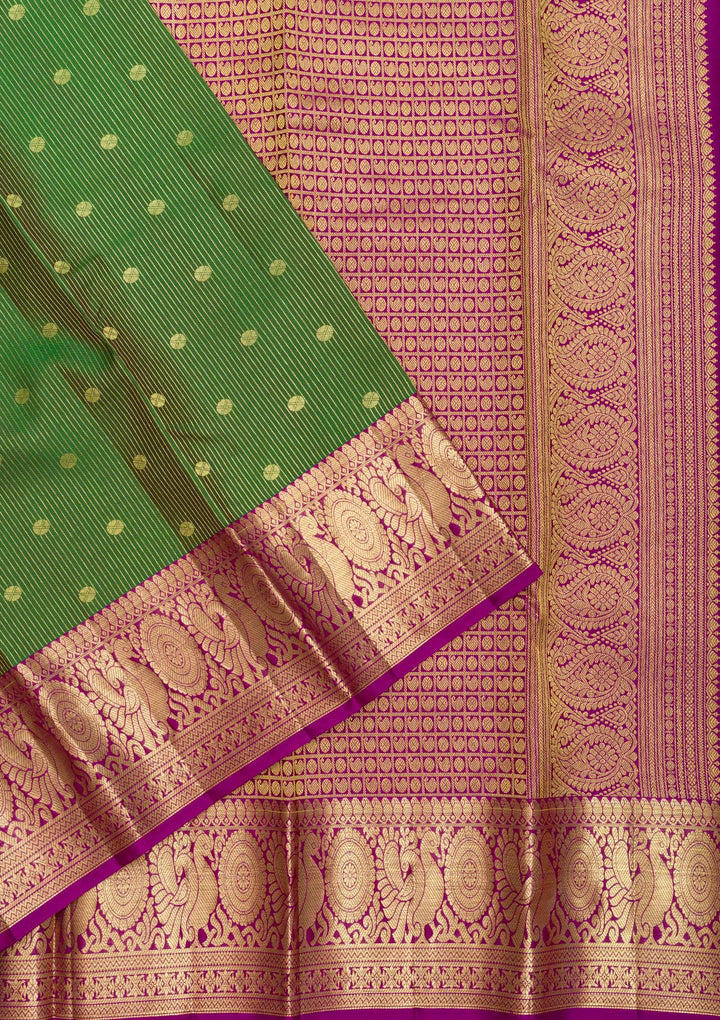 Leaf Green Zariwork Pure Silk Saree-Koskii