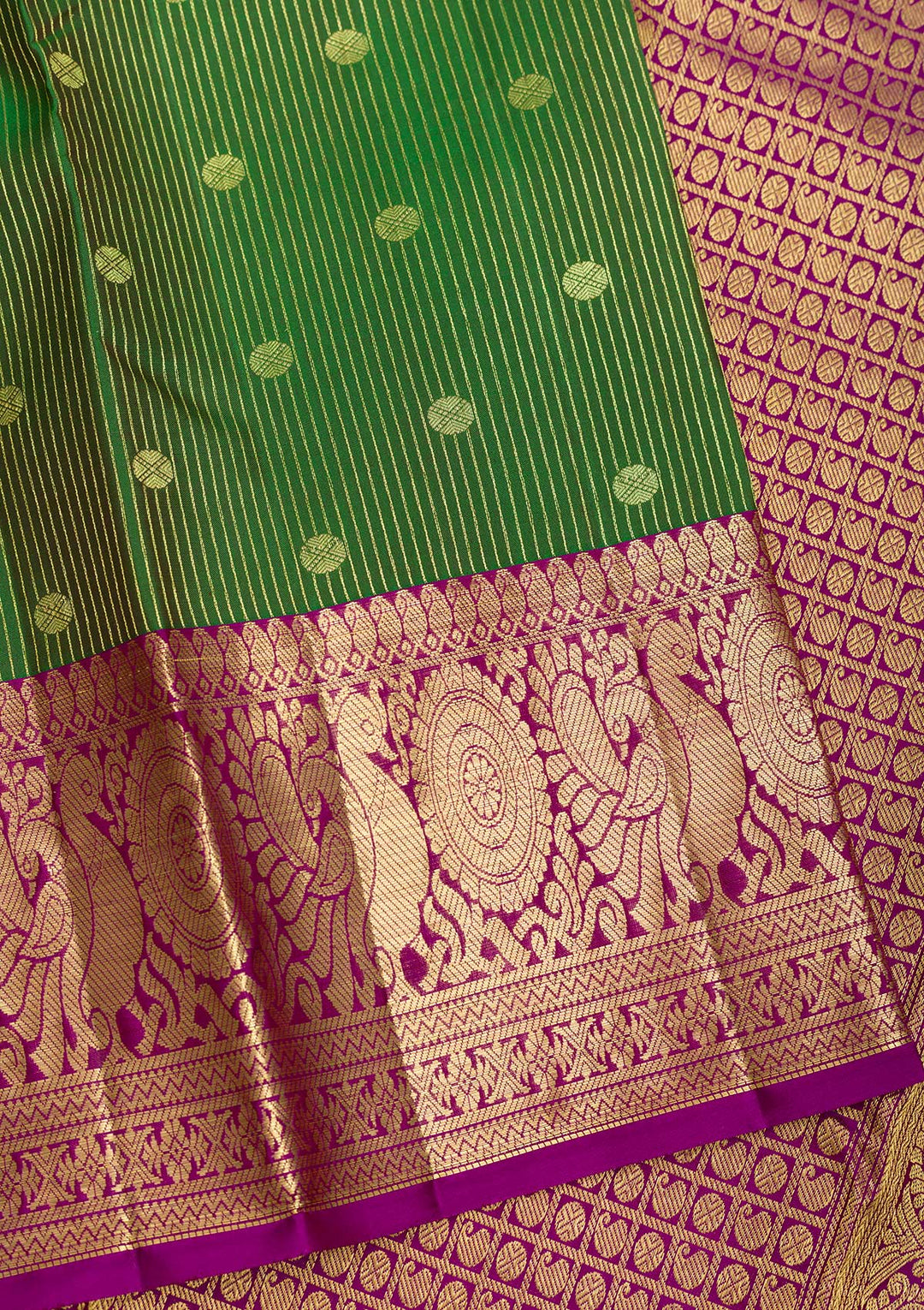 Leaf Green Zariwork Pure Silk Saree-Koskii