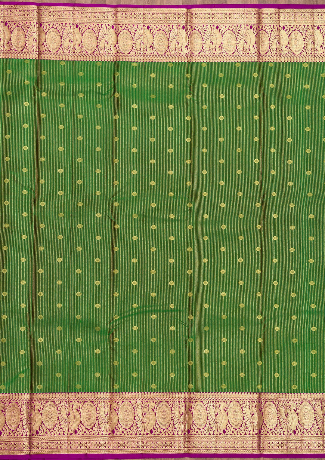 Leaf Green Zariwork Pure Silk Saree-Koskii