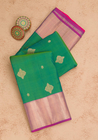 Leaf Green Zariwork Pure Silk Saree-Koskii