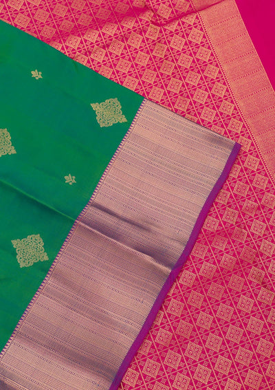 Leaf Green Zariwork Pure Silk Saree-Koskii