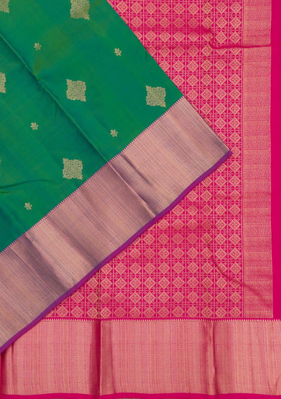 Leaf Green Zariwork Pure Silk Saree-Koskii