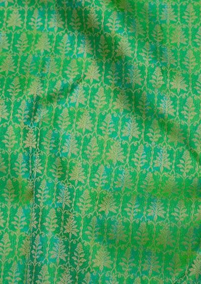 Leaf Green Zariwork Pure Silk Saree-Koskii