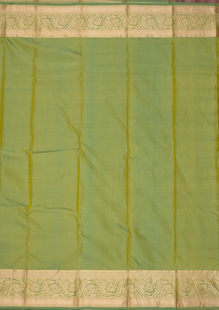 Leaf Green Zariwork Pure Silk Saree-Koskii