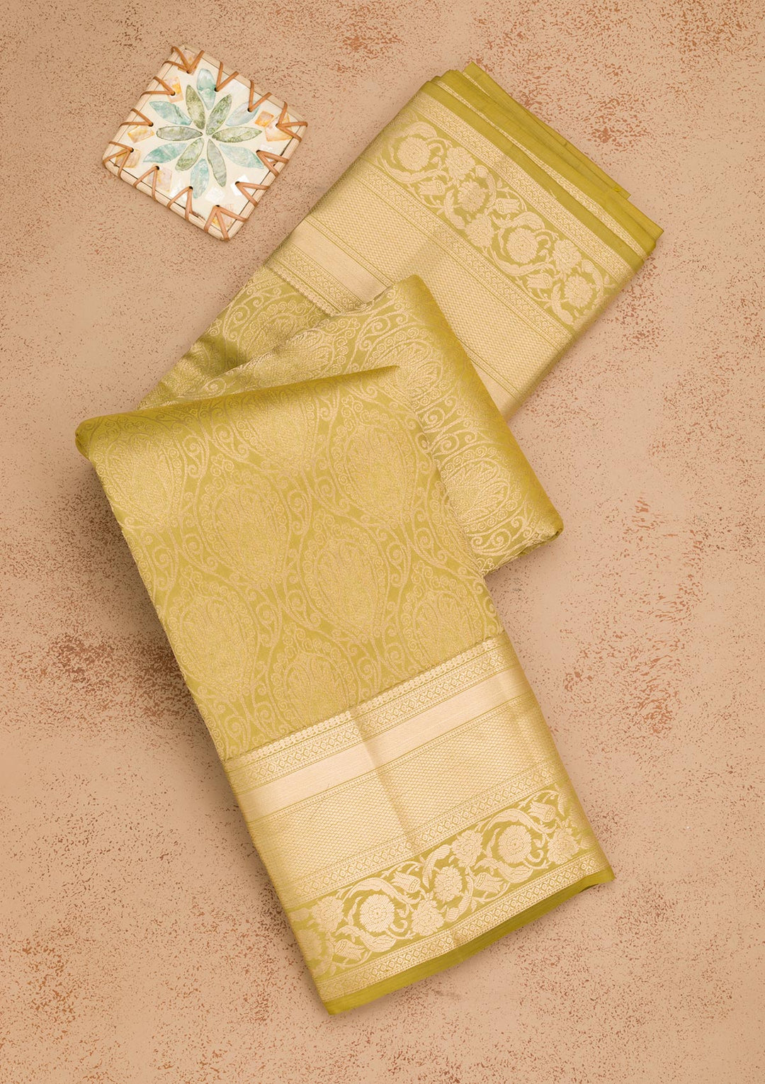 Leaf Green Zariwork Pure Silk Saree-Koskii