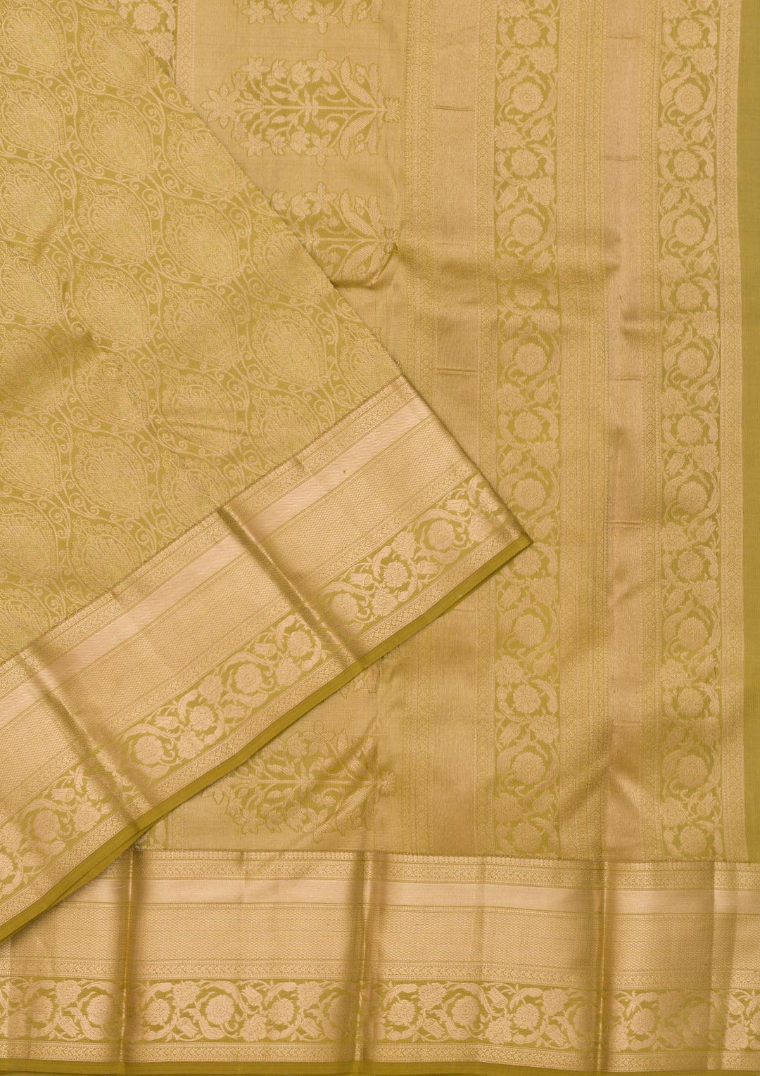 Leaf Green Zariwork Pure Silk Saree-Koskii