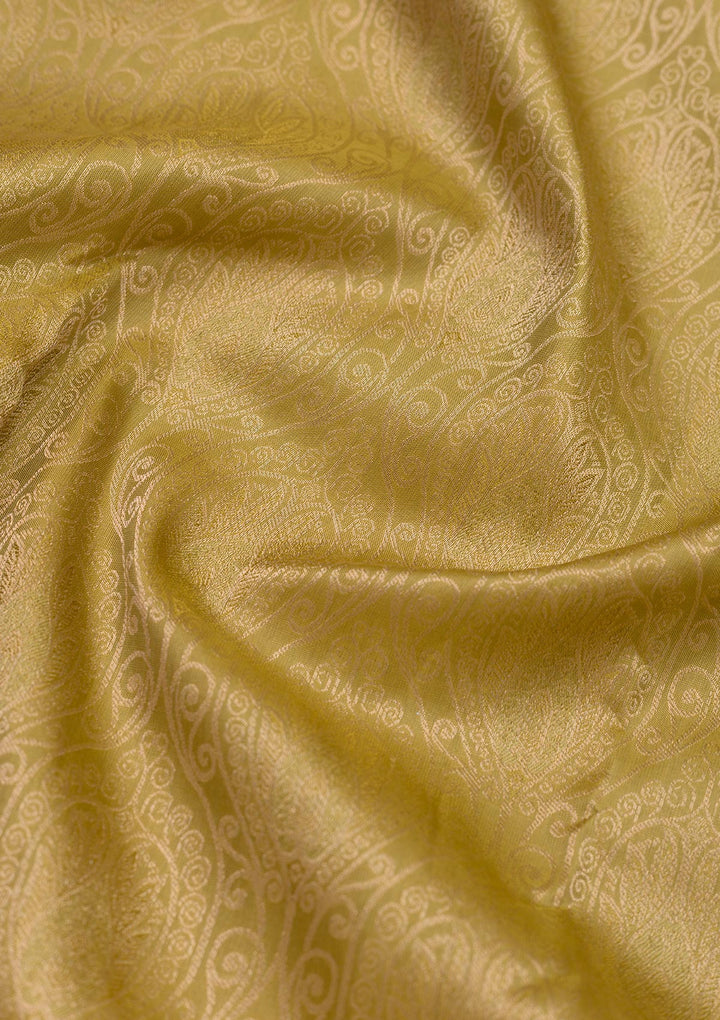 Leaf Green Zariwork Pure Silk Saree-Koskii