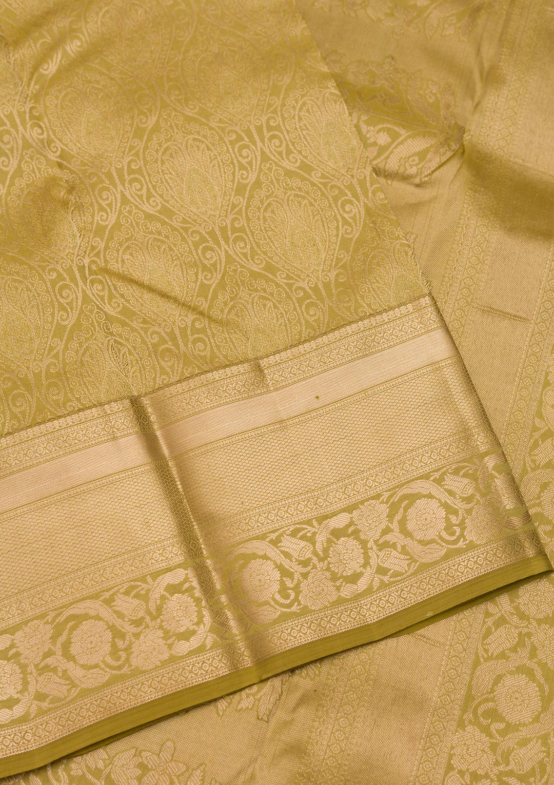 Leaf Green Zariwork Pure Silk Saree-Koskii