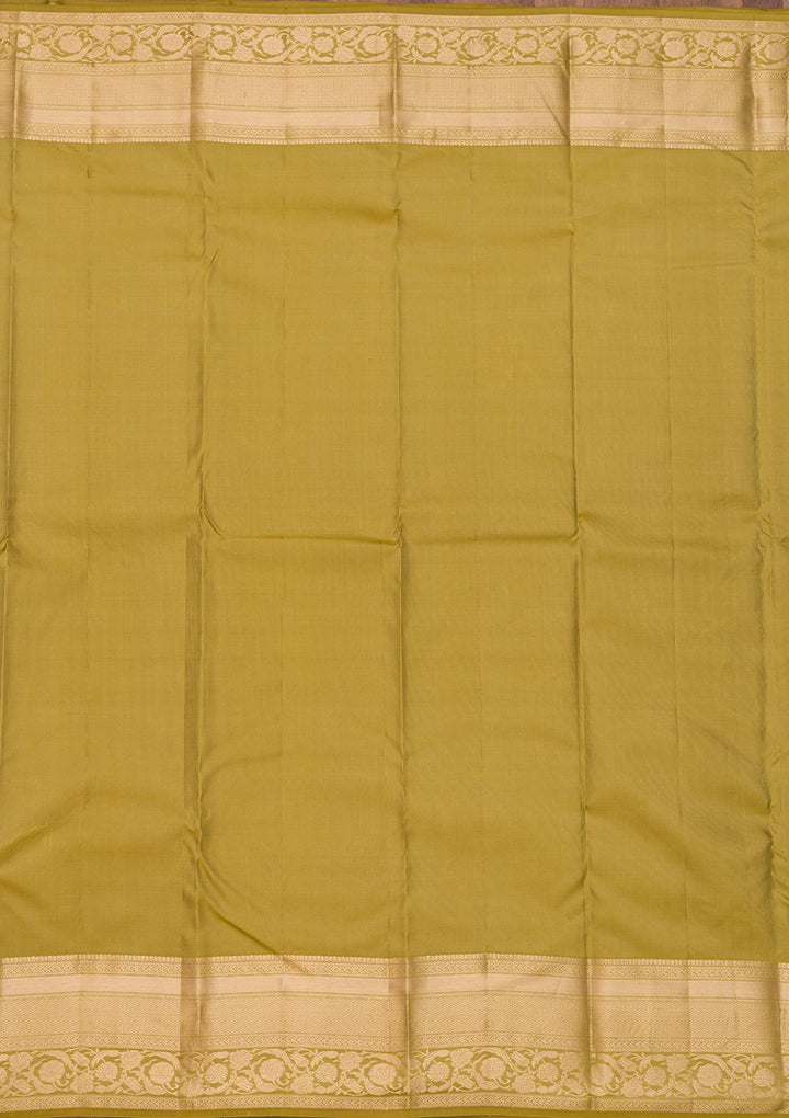 Leaf Green Zariwork Pure Silk Saree-Koskii