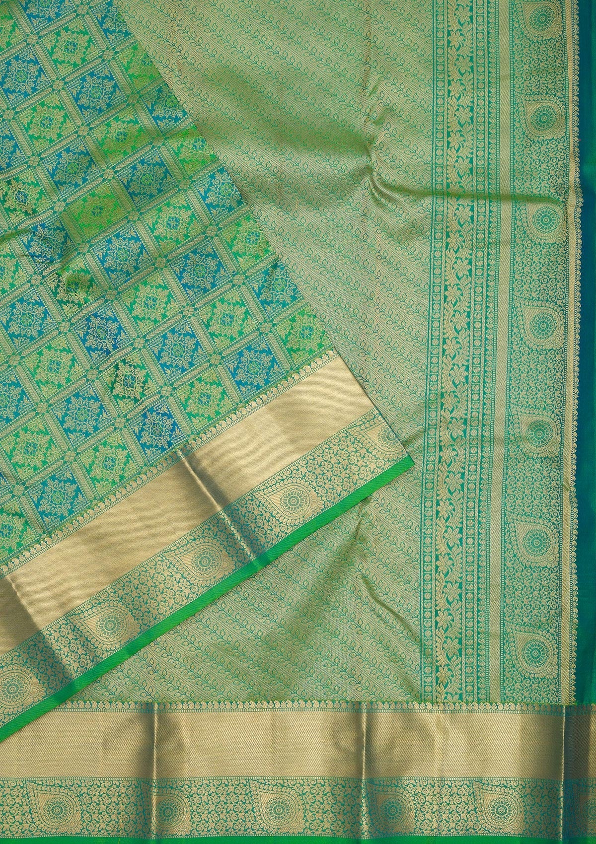 Leaf Green Zariwork Pure Silk Saree-Koskii