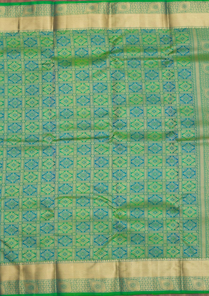 Leaf Green Zariwork Pure Silk Saree-Koskii