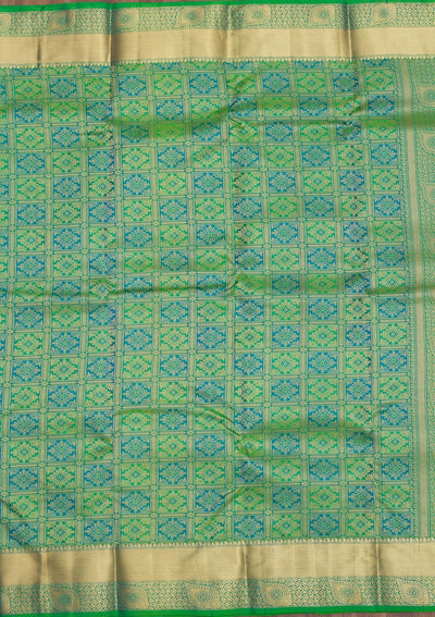 Leaf Green Zariwork Pure Silk Saree-Koskii