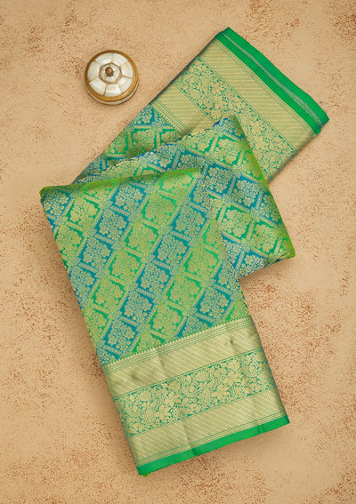 Leaf Green Zariwork Pure Silk Saree-Koskii