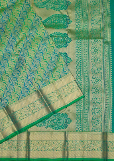 Leaf Green Zariwork Pure Silk Saree-Koskii