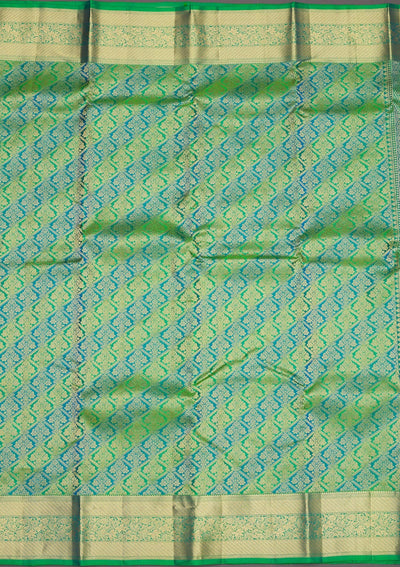 Leaf Green Zariwork Pure Silk Saree-Koskii