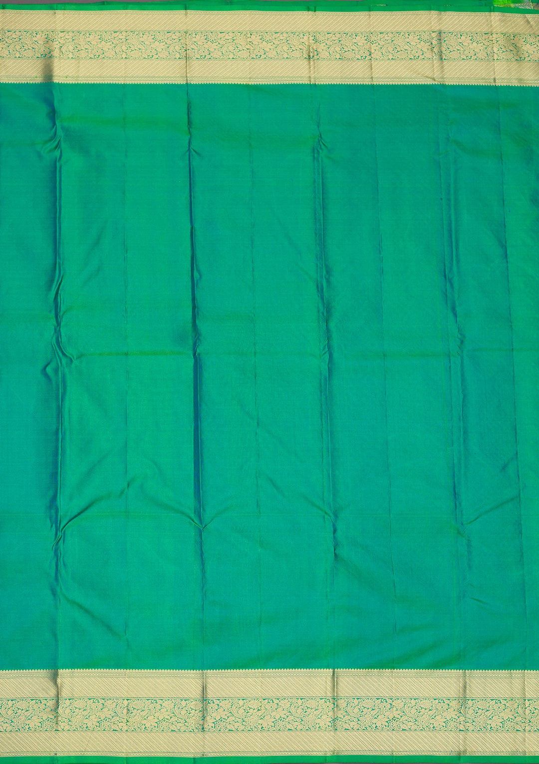 Leaf Green Zariwork Pure Silk Saree-Koskii