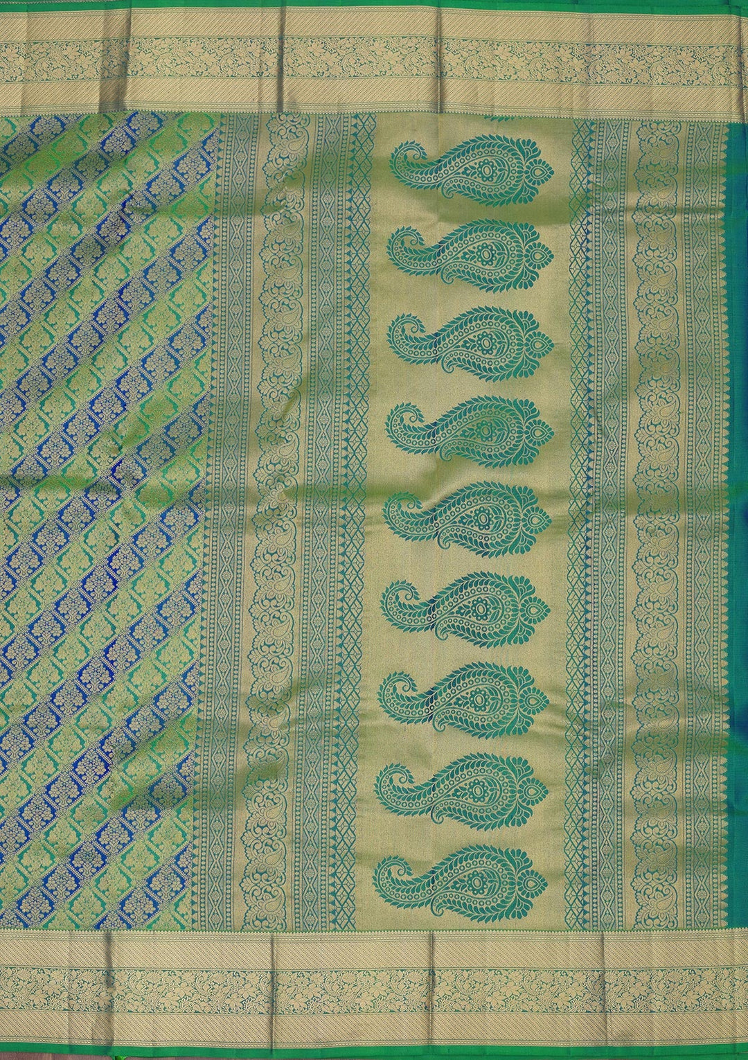 Leaf Green Zariwork Pure Silk Saree-Koskii