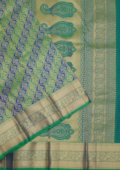 Leaf Green Zariwork Pure Silk Saree-Koskii