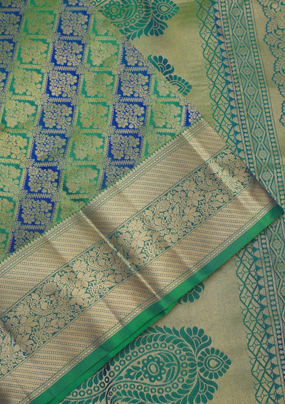 Leaf Green Zariwork Pure Silk Saree-Koskii