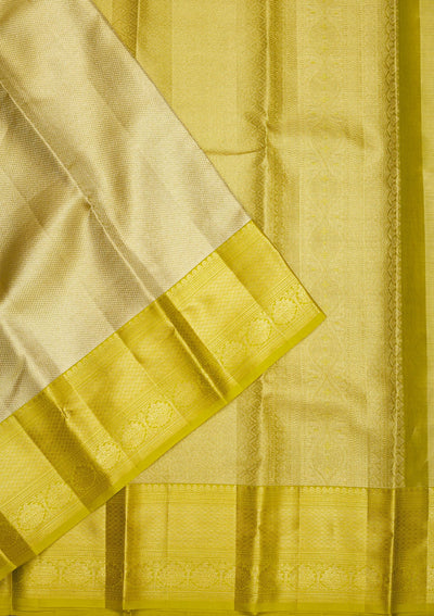 Leaf Green Zariwork Pure Silk Saree-Koskii