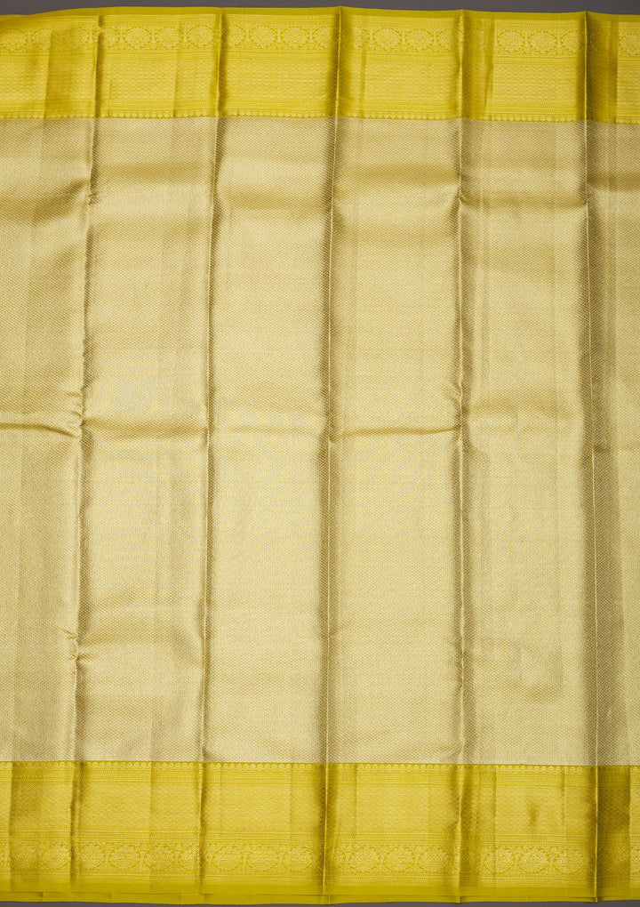 Leaf Green Zariwork Pure Silk Saree-Koskii