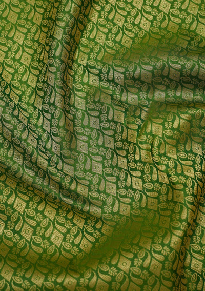 Leaf Green Zariwork Pure Silk Saree-Koskii