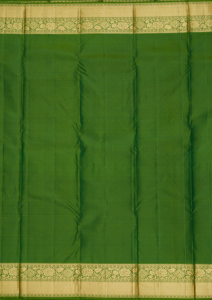 Leaf Green Zariwork Pure Silk Saree-Koskii