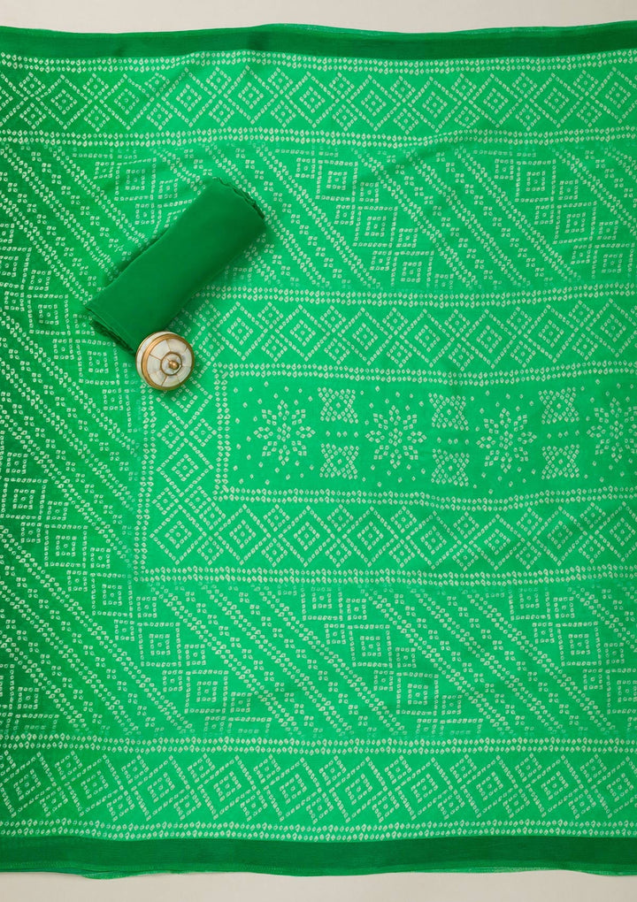 Leaf Green Zariwork Semi Crepe Unstitched Salwar Suit-Koskii
