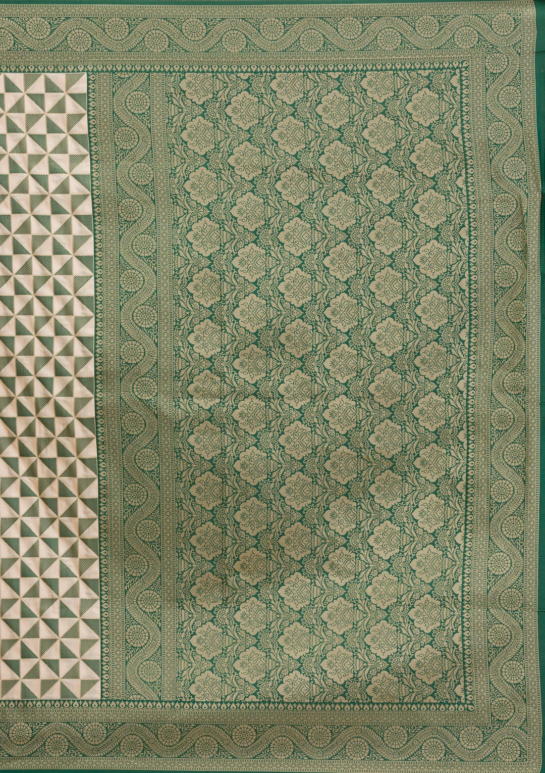 Leaf Green Zariwork Silk Saree-Koskii
