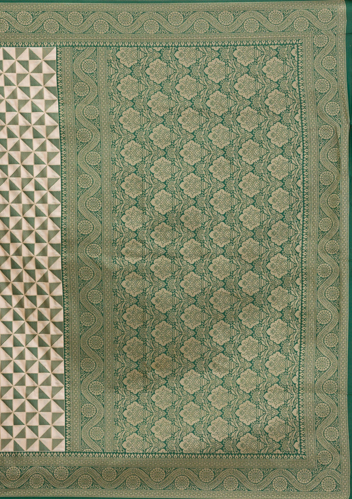 Leaf Green Zariwork Silk Saree-Koskii