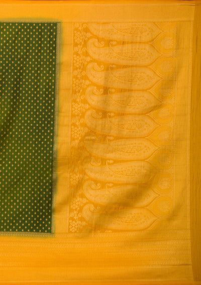 Leaf Green Zariwork Soft Silk Saree-Koskii