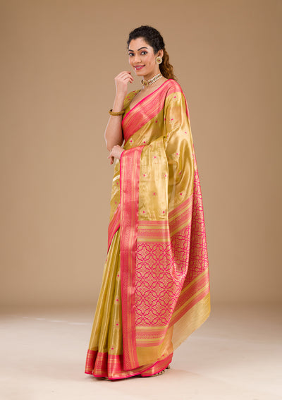 Leaf Green Zariwork Tissue Saree