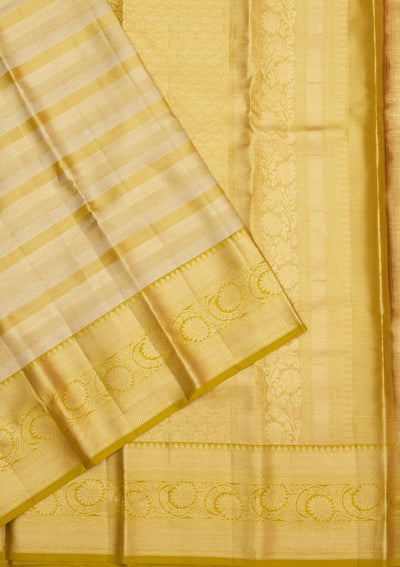 Lemon Yellow Zariwork Pure Silk Saree-Koskii