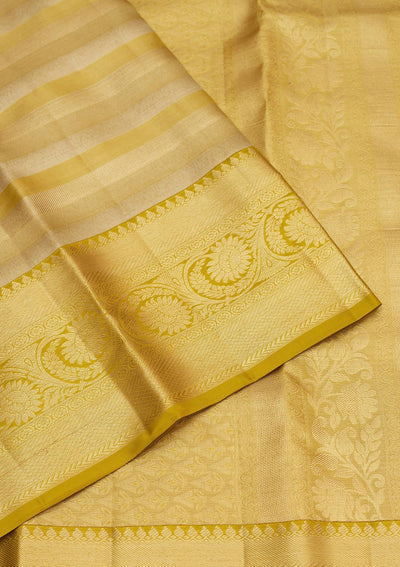 Lemon Yellow Zariwork Pure Silk Saree-Koskii