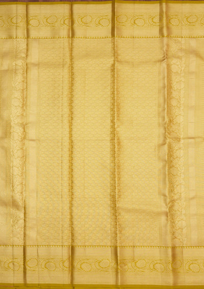 Lemon Yellow Zariwork Pure Silk Saree-Koskii