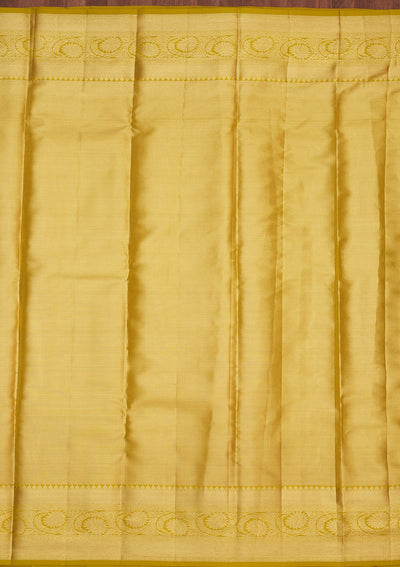 Lemon Yellow Zariwork Pure Silk Saree-Koskii