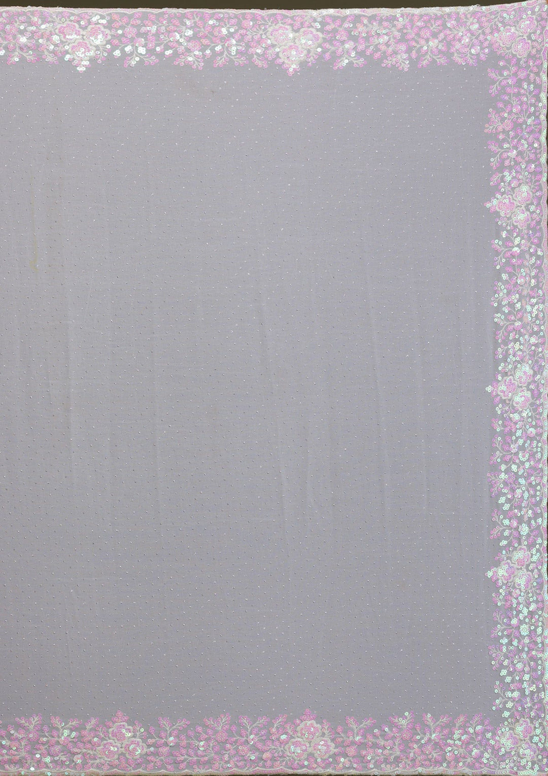 Off White Sequins Georgette Saree-Koskii