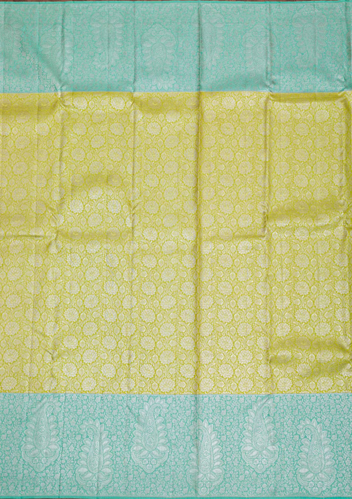 Lemon Yellow Silver Zariwork Pure Silk Saree-Koskii