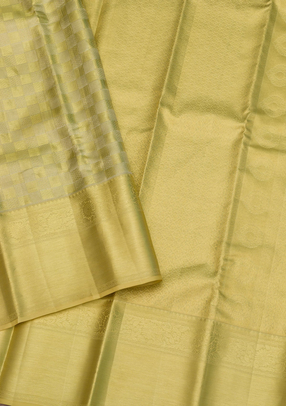 Lemon Yellow Zariwork Pure Silk Saree-Koskii