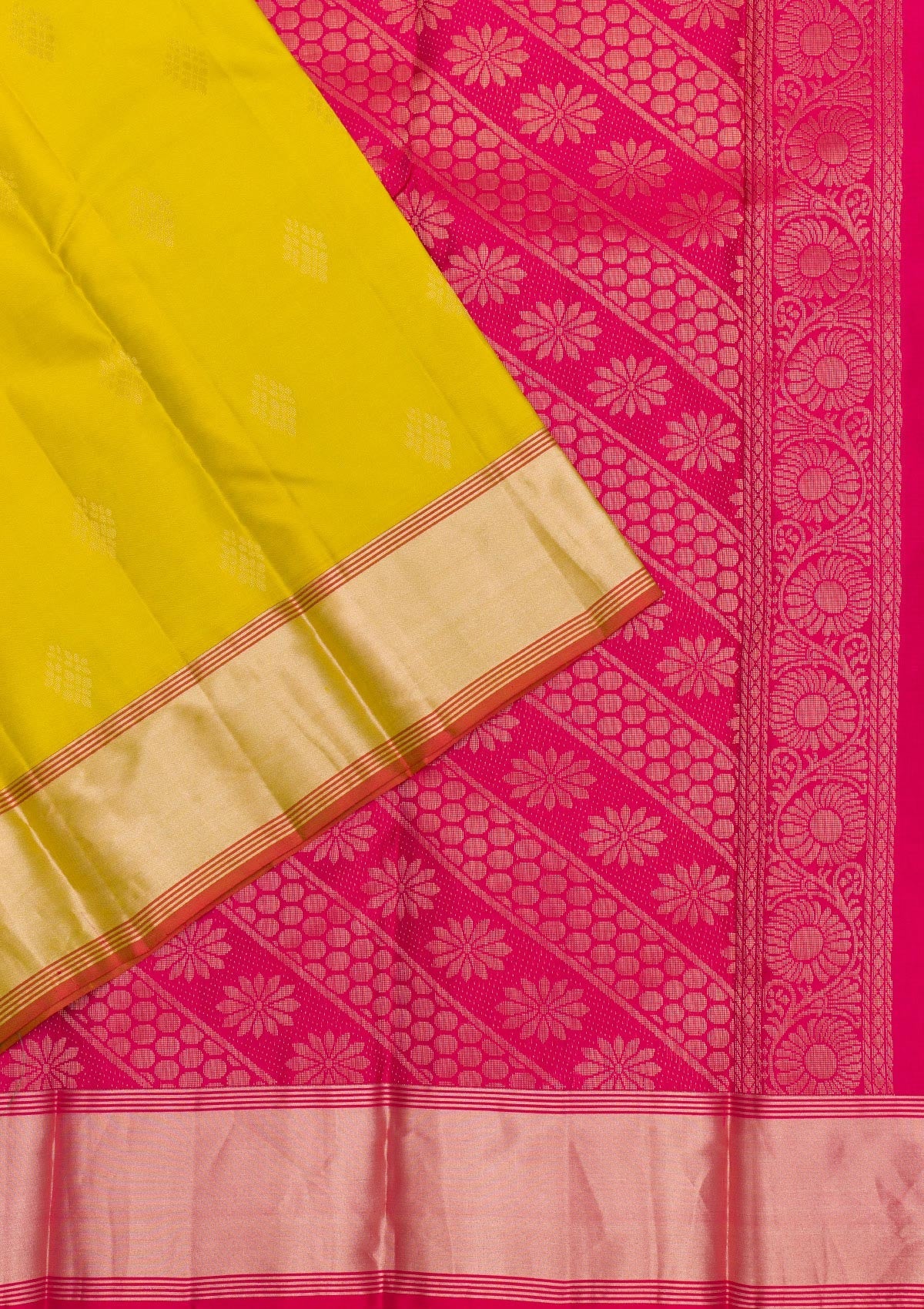 Lemon Yellow Zariwork Pure Silk Saree-Koskii