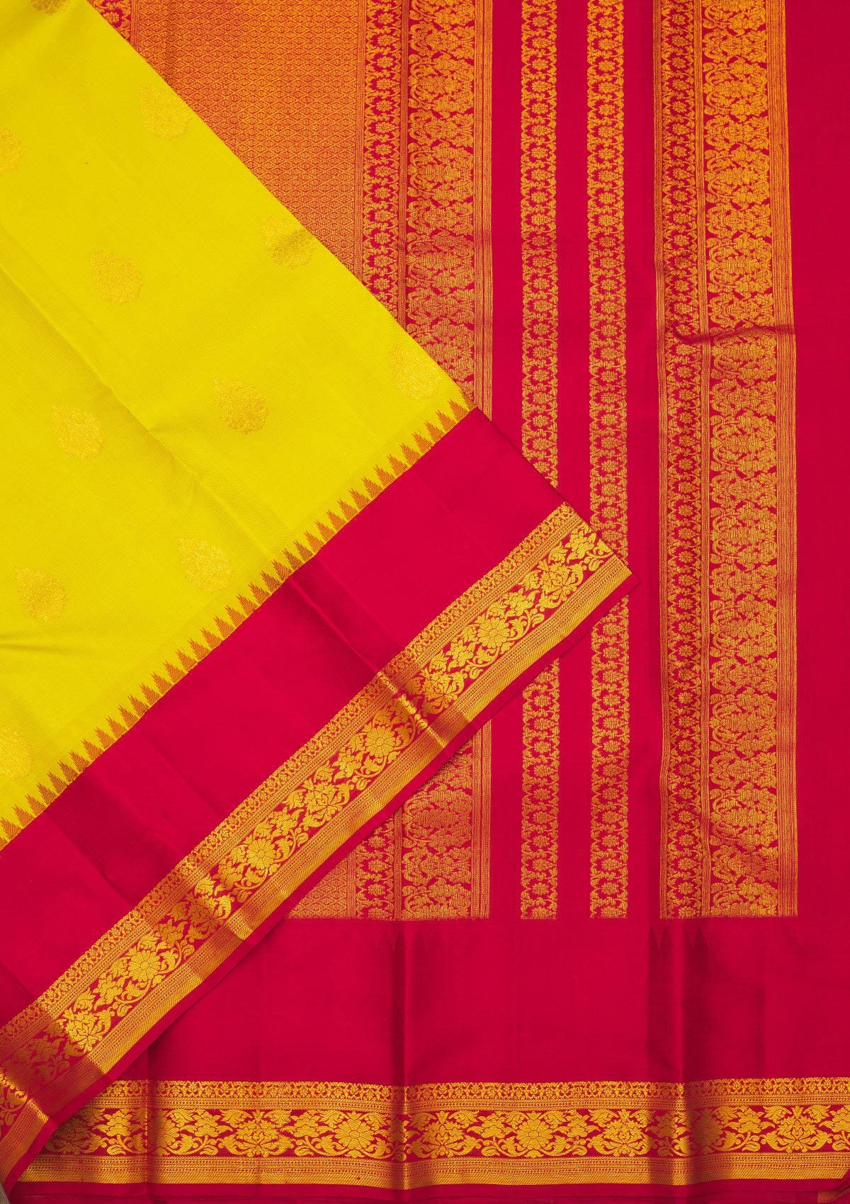 Lemon Yellow Zariwork Pure Silk Saree