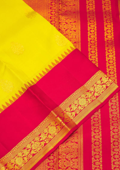 Lemon Yellow Zariwork Pure Silk Saree