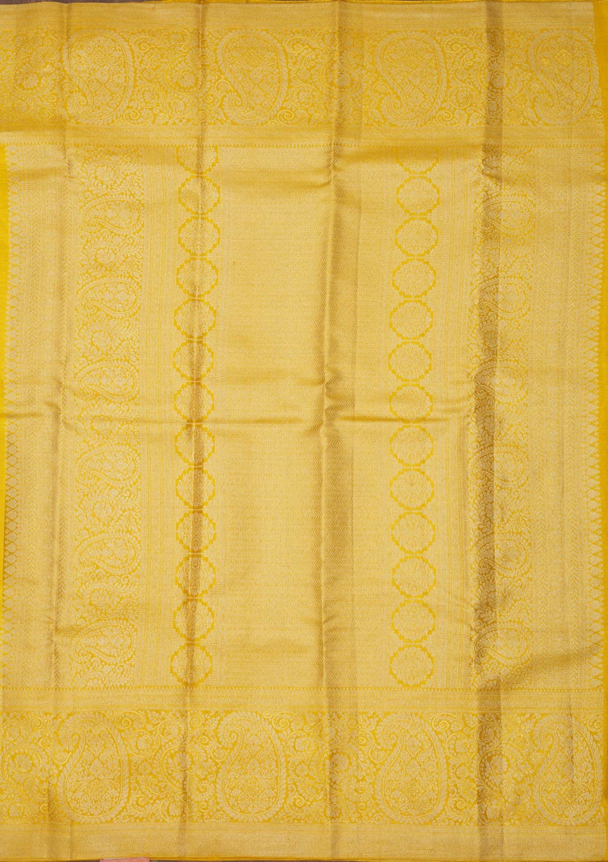 Lemon Yellow Zariwork Pure Silk Saree-Koskii