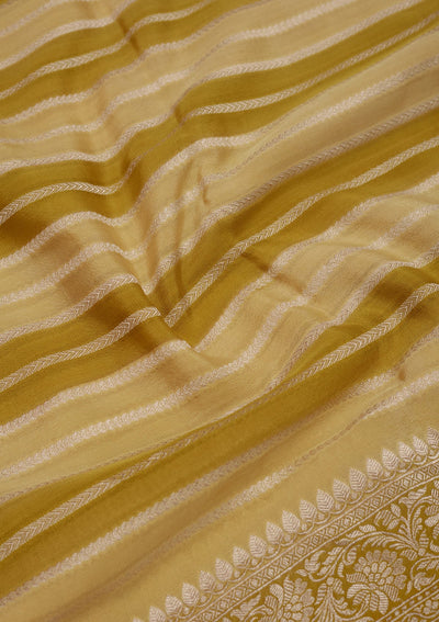 Lemon Yellow Zariwork Pure Silk Saree-Koskii