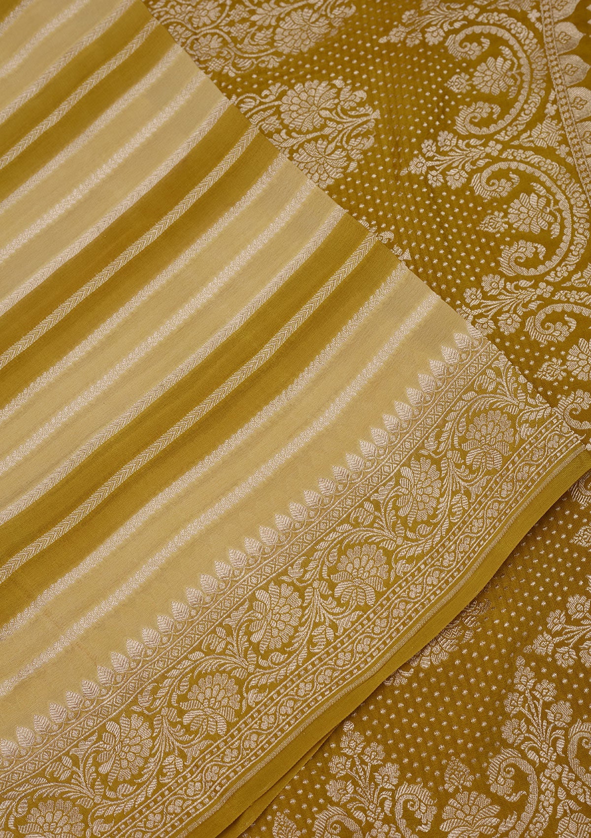 Lemon Yellow Zariwork Pure Silk Saree-Koskii