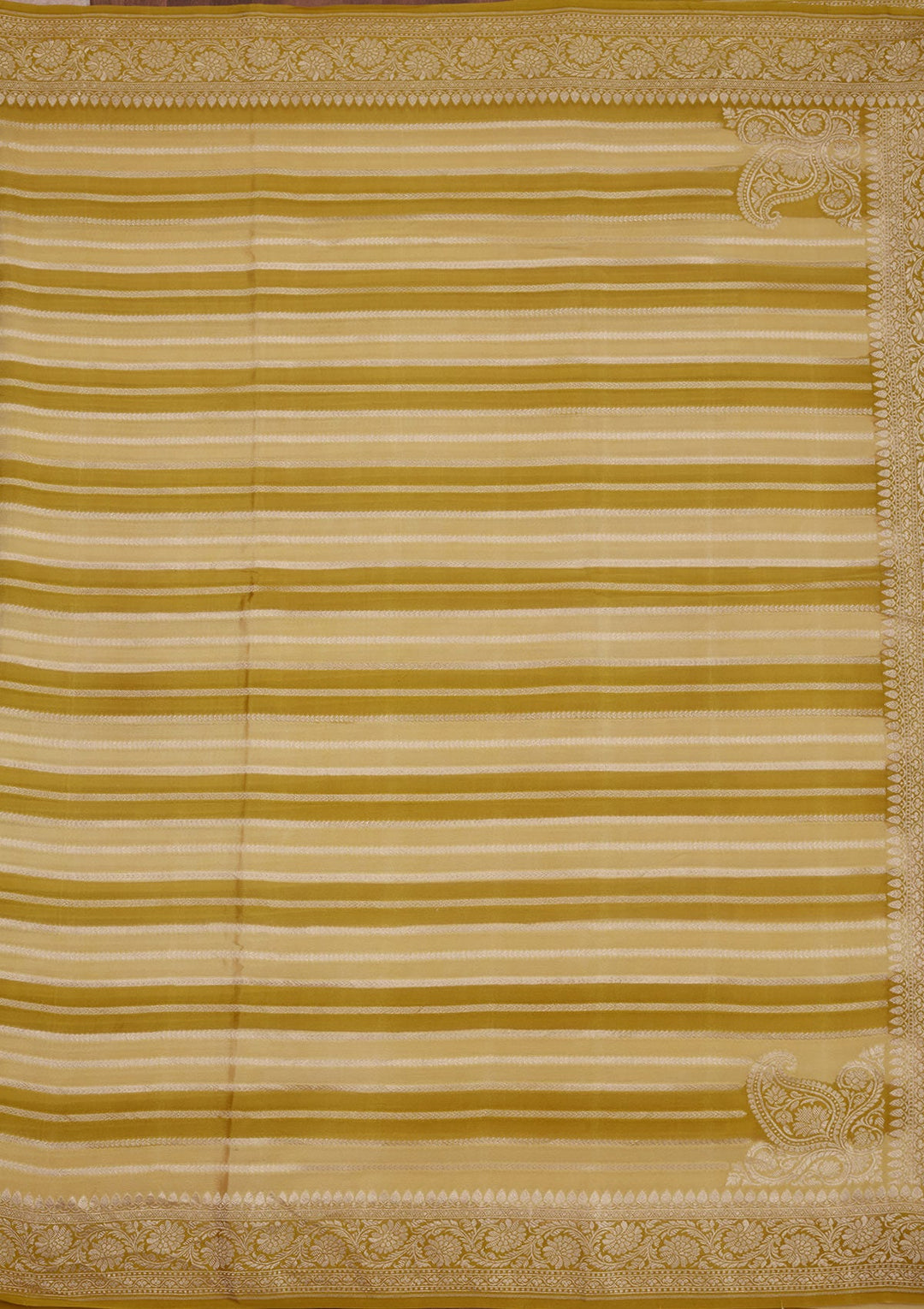 Lemon Yellow Zariwork Pure Silk Saree-Koskii