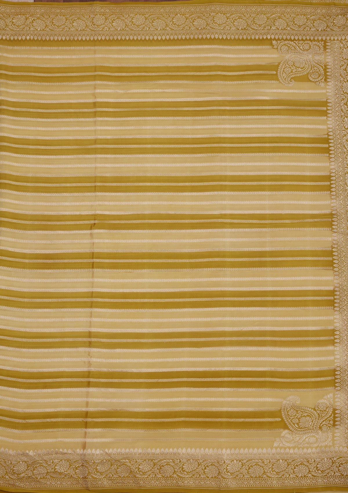 Lemon Yellow Zariwork Pure Silk Saree-Koskii