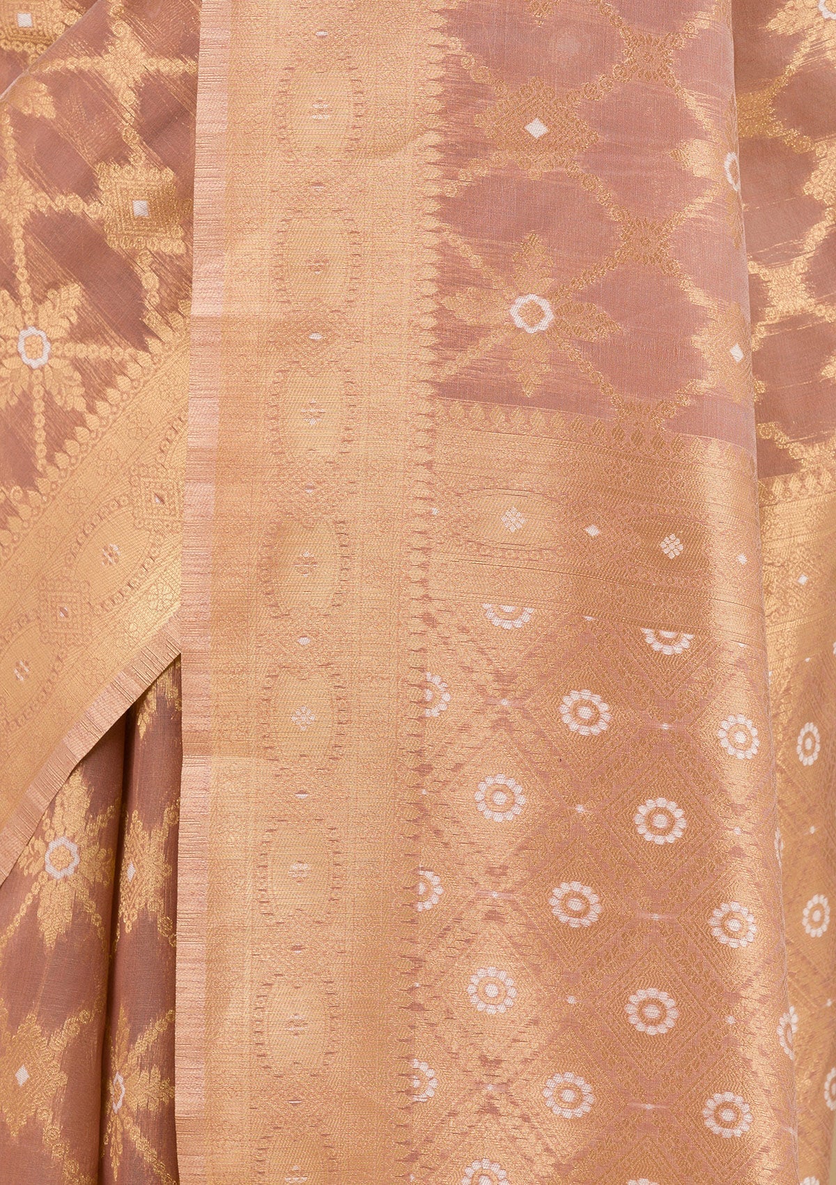 Light Brown Zariwork Art Silk Saree-Koskii